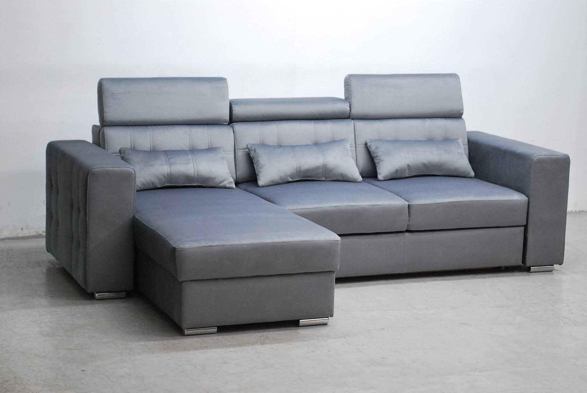 PAA NOWOCZESNY NAROŻNIK funkcja spania pojemnik M85 sofa kanapa welur