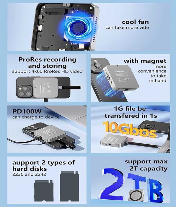 Magnetyczna obudowa SSD M.2 iPhone 2230/2242 NVMe USB-C 3.2 10Gbps