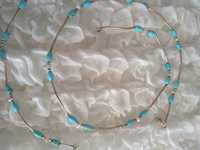 Srebrny komplet z perełkami łańcuszek i bransoletka