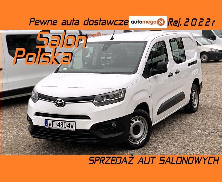 Toyota PROACE CITY BRYGADÓWKA L2H1, VAN 5 osobowy, Homologacja cięż. N1, Duża ład-772kg Koła-16 Skrzynia biegów 6stop. Ściana dział. składana 2x Boczne drzwi  Salon PL, Pierwszy Wł, Po przeglądzie Nowy Rozrząd Olej Filtry Hamulce