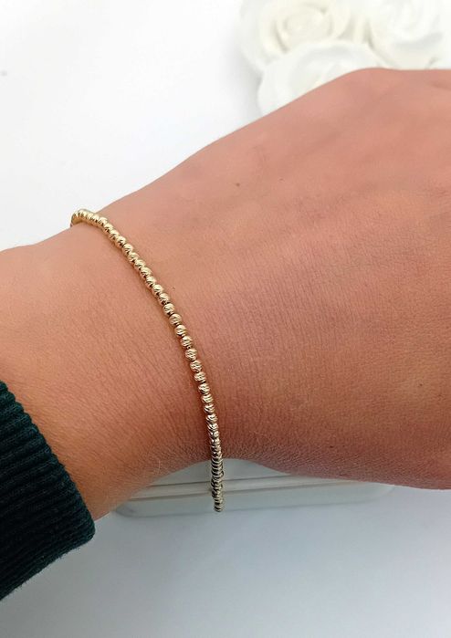 Złota bransoletka diamentowana 18 cm próba 585 NOWA Kulki/Fajne Okazje