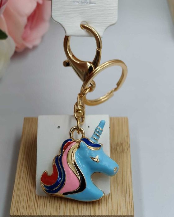 Brelok Jednorożec Niebieski Uroczy Zawieszka do Kluczy Torebki Plecaka