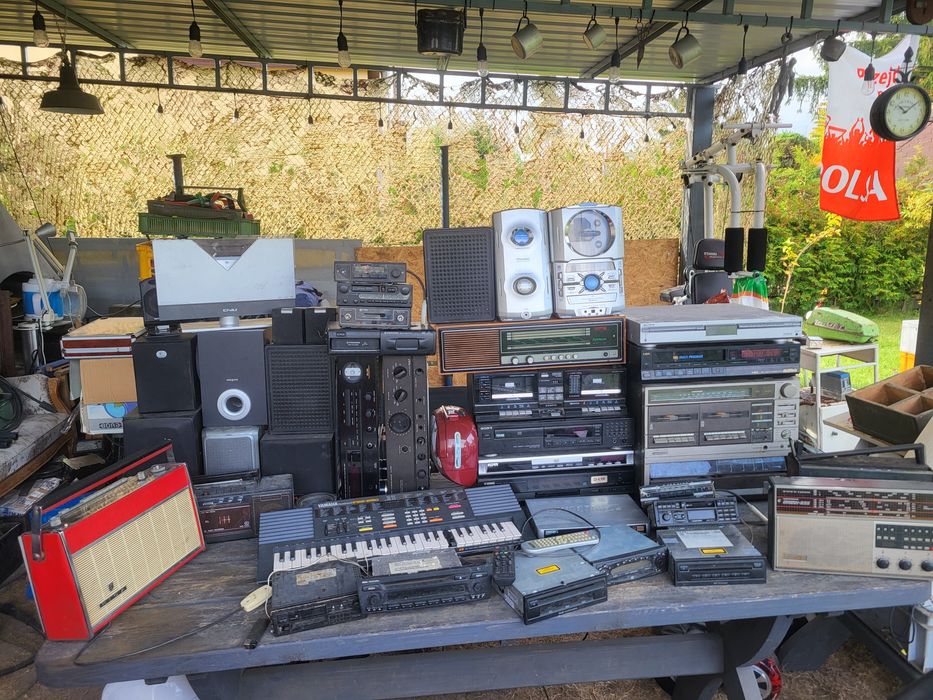 DUŻY ZESTAW elektroniki radia segmenty magnetofony.,prl