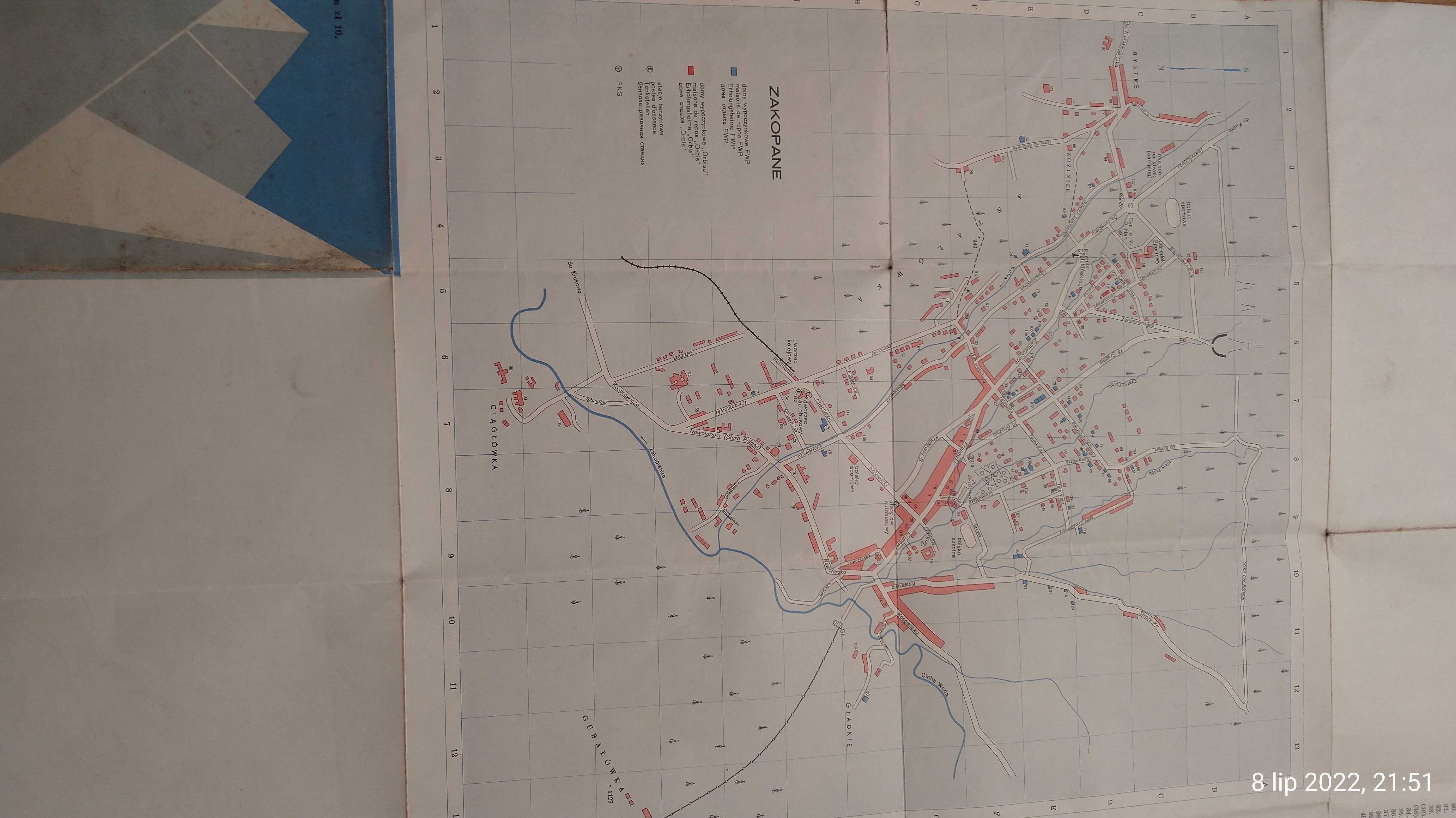 Mapa turystyczna Tatry i Pieniny z 1962 r.