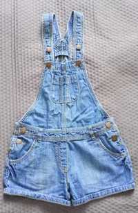 Krótkie ogrodniczki jeansowe dla dziewczynki 6 lat 116 cm