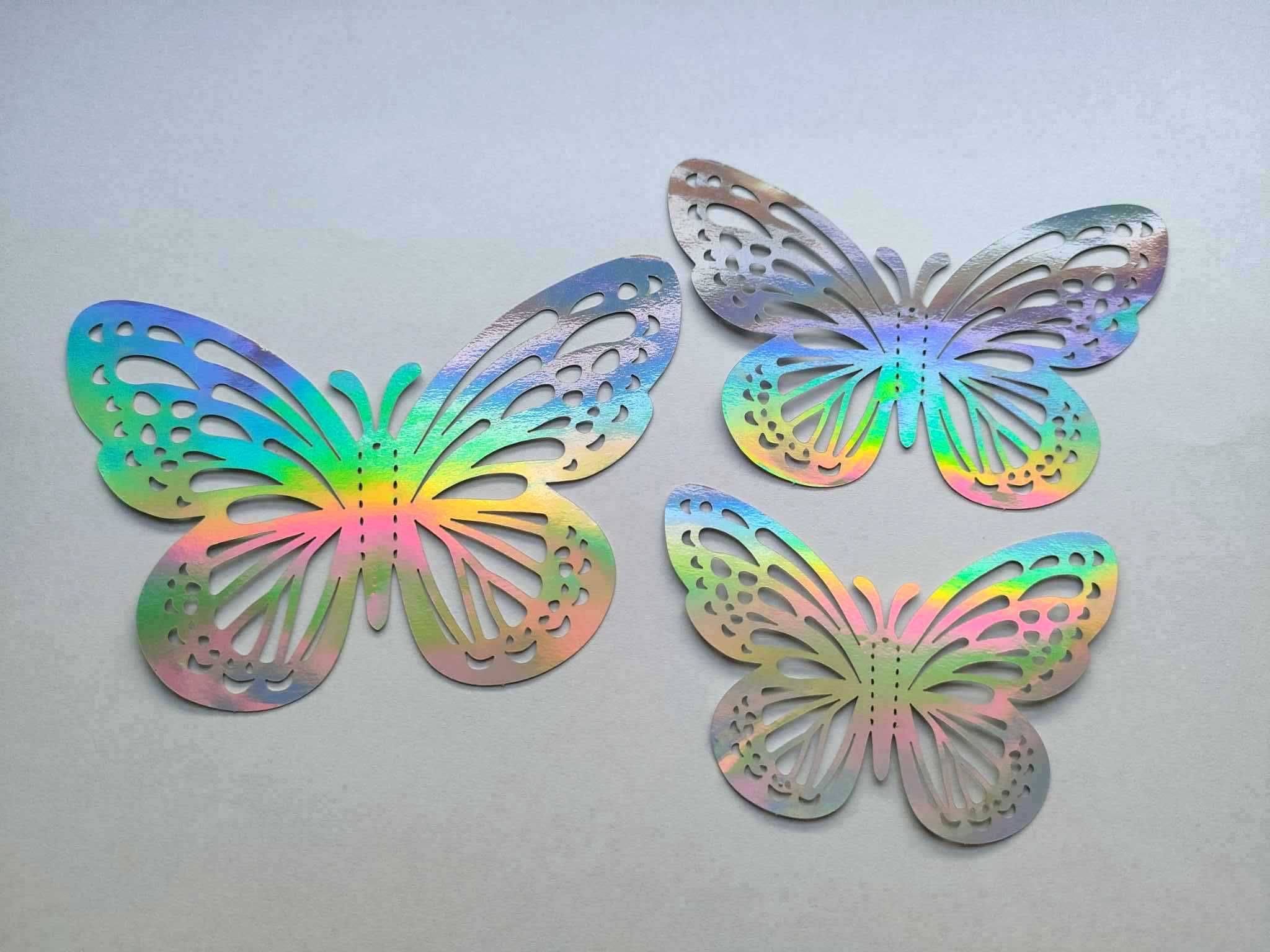 Duże Naklejki na ścianę 3D Motyle Ażurowe Mieniące 12 szt Okrągłe