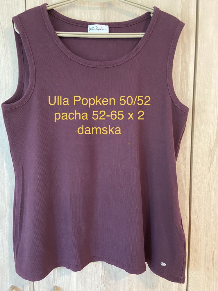 Ulla Popken 50/52 damska bluzka bordowa na ramiączkach lato Vintage