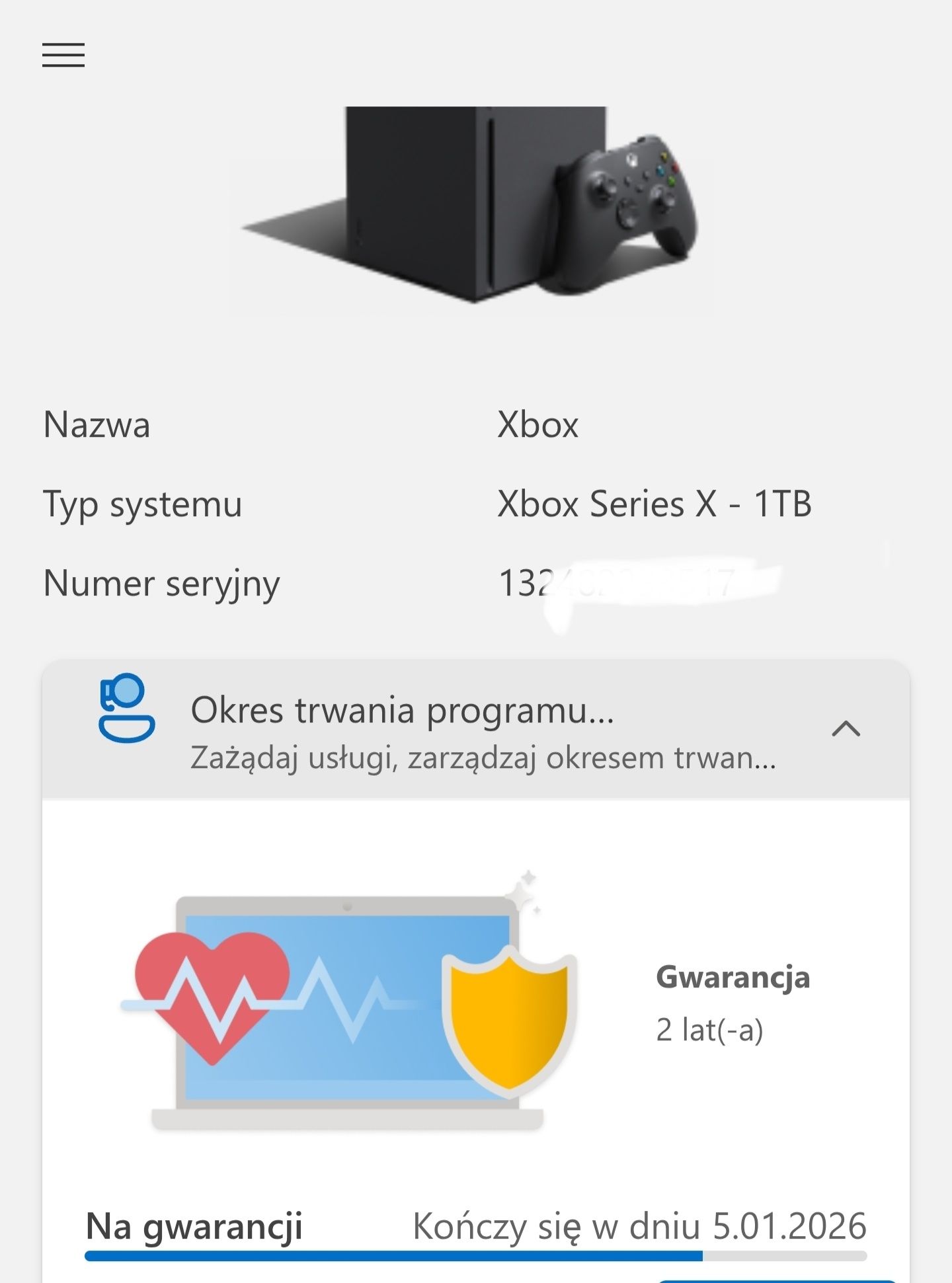 Xbox Series X 1TB gwarancja do 01.2026
