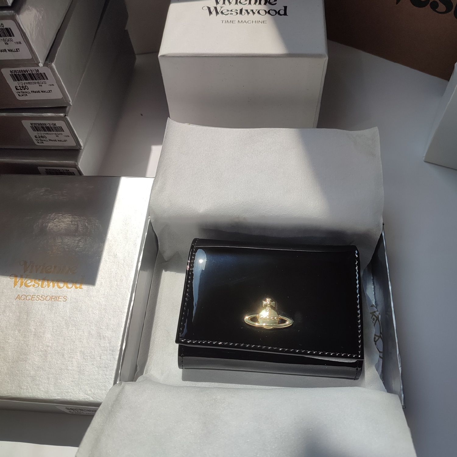Оригінал Vivienne Westwood гаманець шкіряний чорний лаковани монетниця