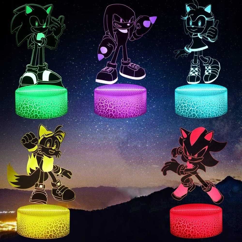 Lampka nocna LED RGB z pilotem, Sonic 3D, 5 paneli