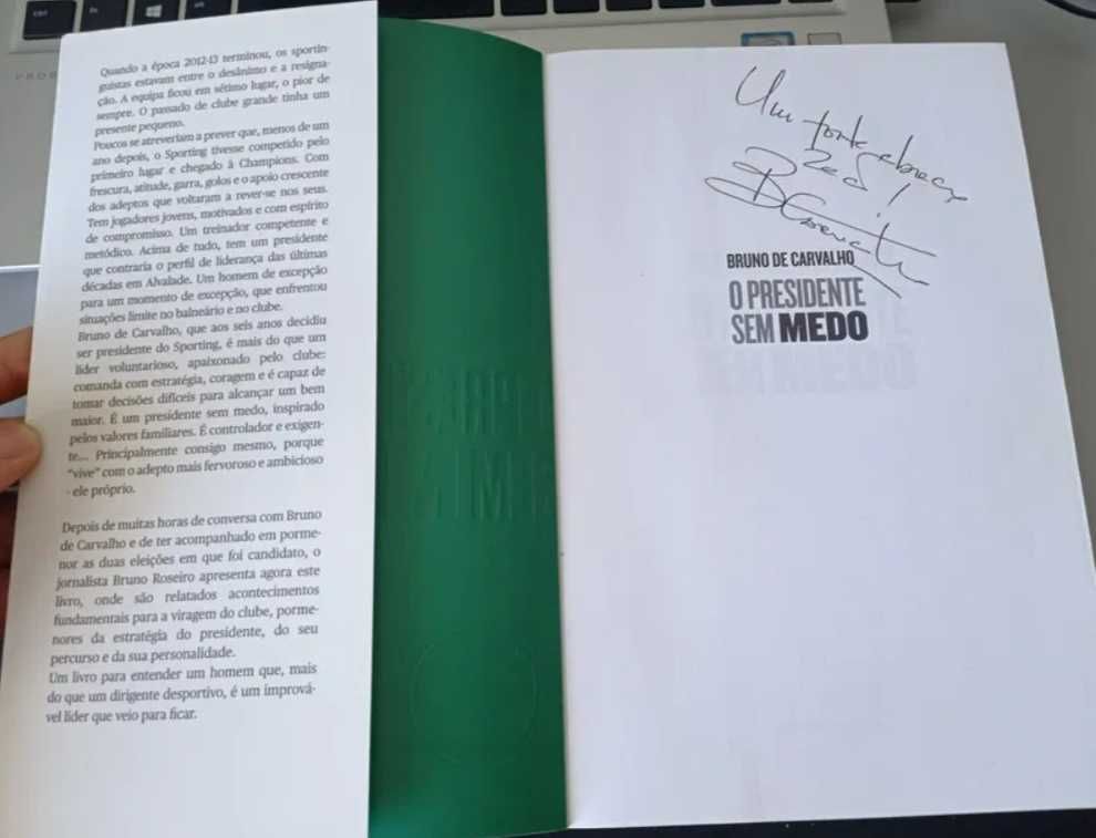 Livro Autografado Bruno de Carvalho "O Presidente sem Medo" - Sporting