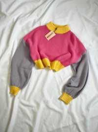 Кофта рожева вкорочена missguided светр, джемпер вільний в'язаний