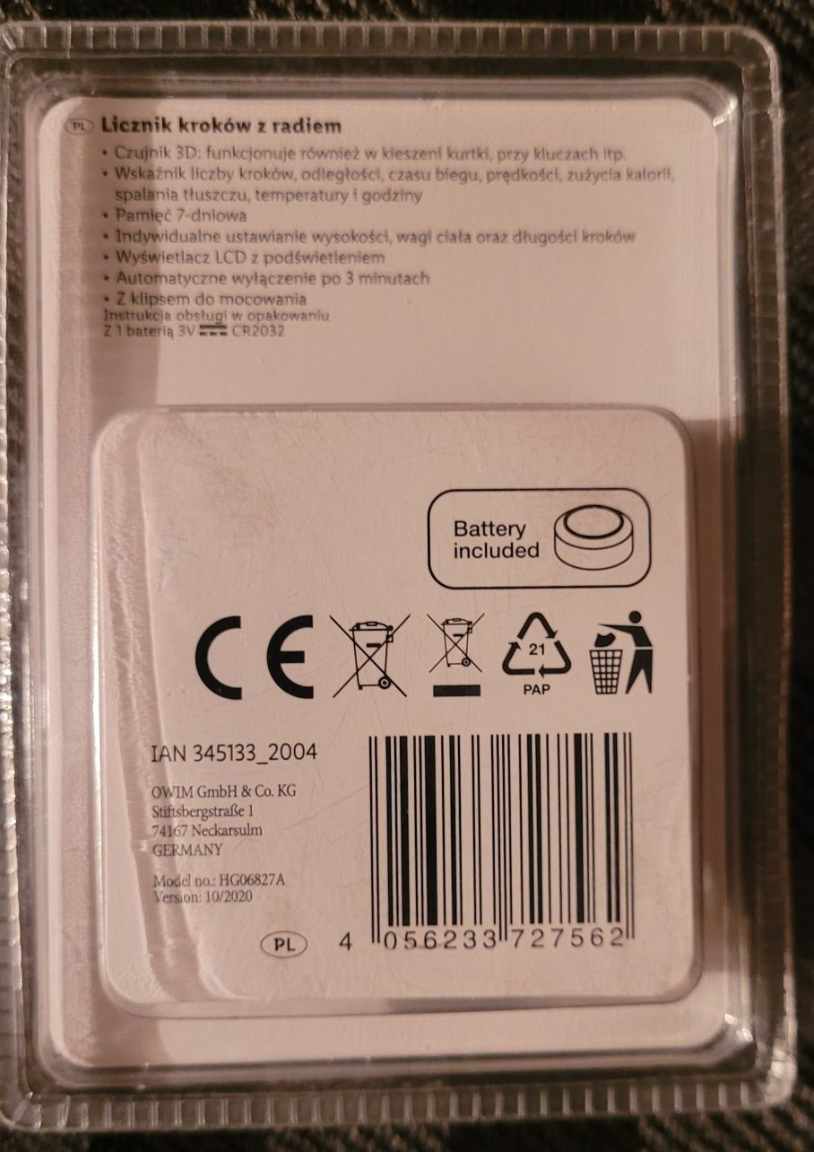 KROKOMIERZ z czujnikiem 3D czarny Crivit