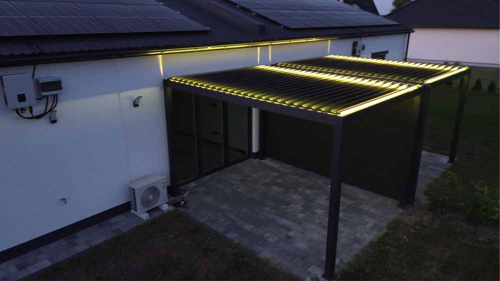 Pergola ogrodowa 4x3 m – elektryczny dach + LED RGB – antracyt