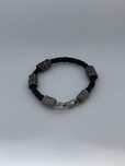 Pulseira aço inoxidável e couro vintage
