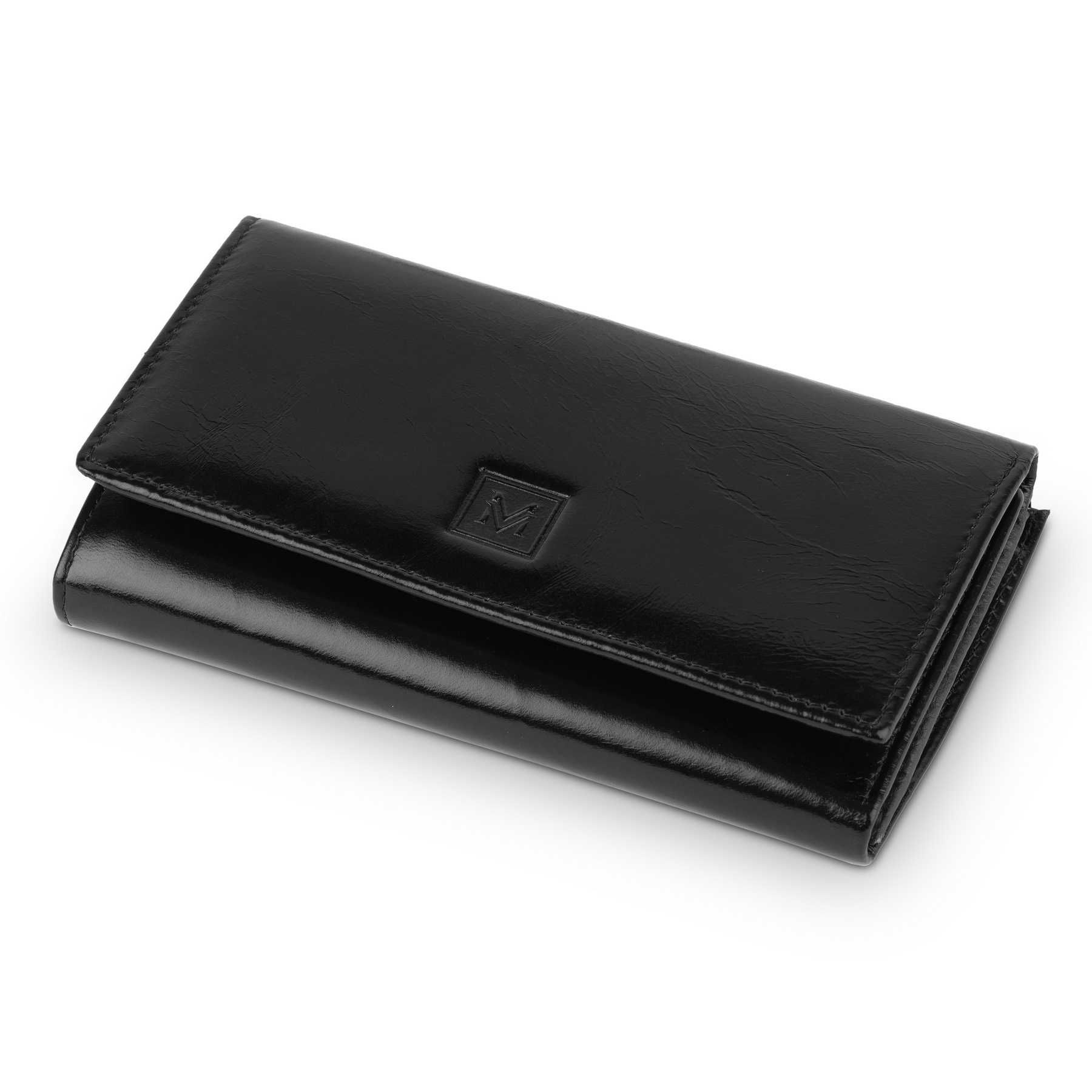 VERMARI portfel damski skórzany elegancki z biglem P139 czarny