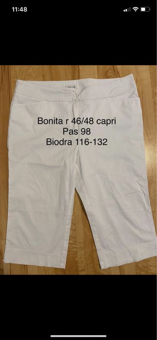 Bonita damskie białe spodnie capri rybaczki 46/48 Vintage