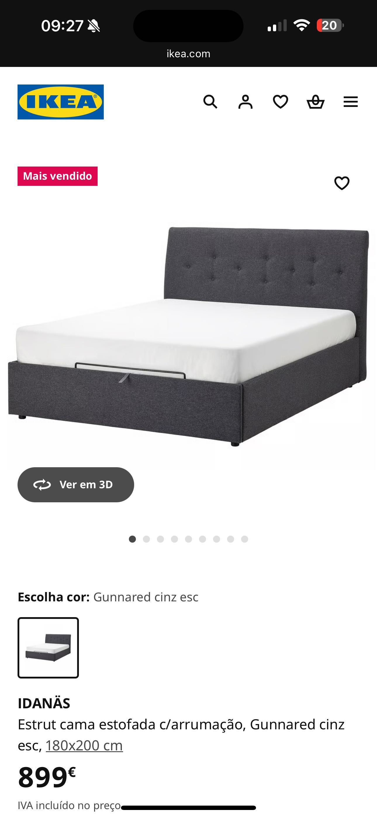 Vendo cama ikea 180/200 com espaço de arrumação