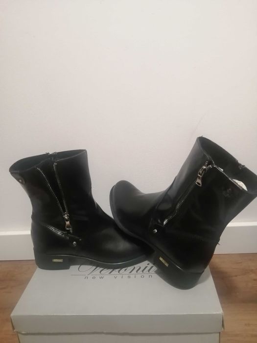 Zimowe skórzane botki Kornecki