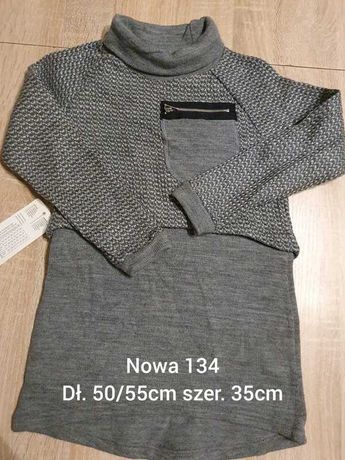Nowa tunika sweter szara 134 półgolf
Nowa tunika