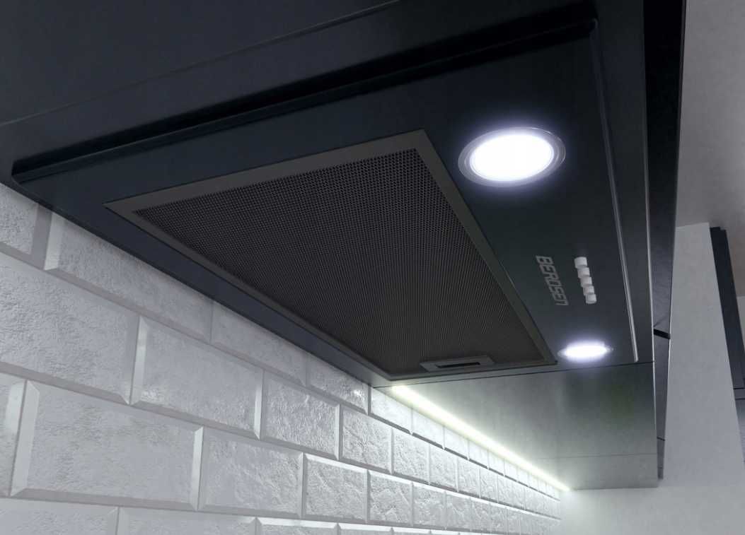 Nowoczesny OKAP KUCHENNY Do Zabudowy 60cm Czarny Led (OKAZJA)