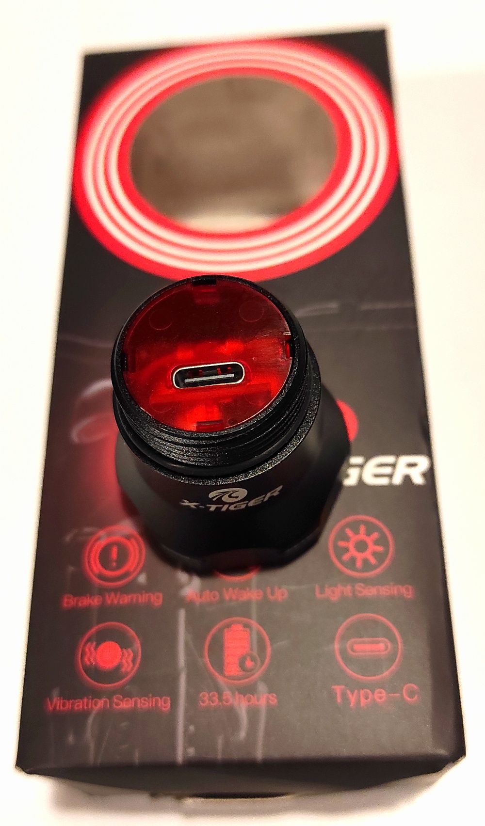 Lampka rowerowa Tylna LED X-TIGER WD-1103 Auto Hamowanie USB-C Jakość