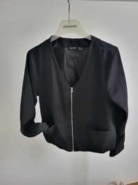Elegancka czarna bluza / żakiet na zamek z kieszeniami XL 42