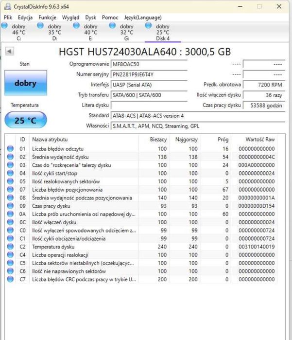 HDD Hitachi 3TB 7200obr sata