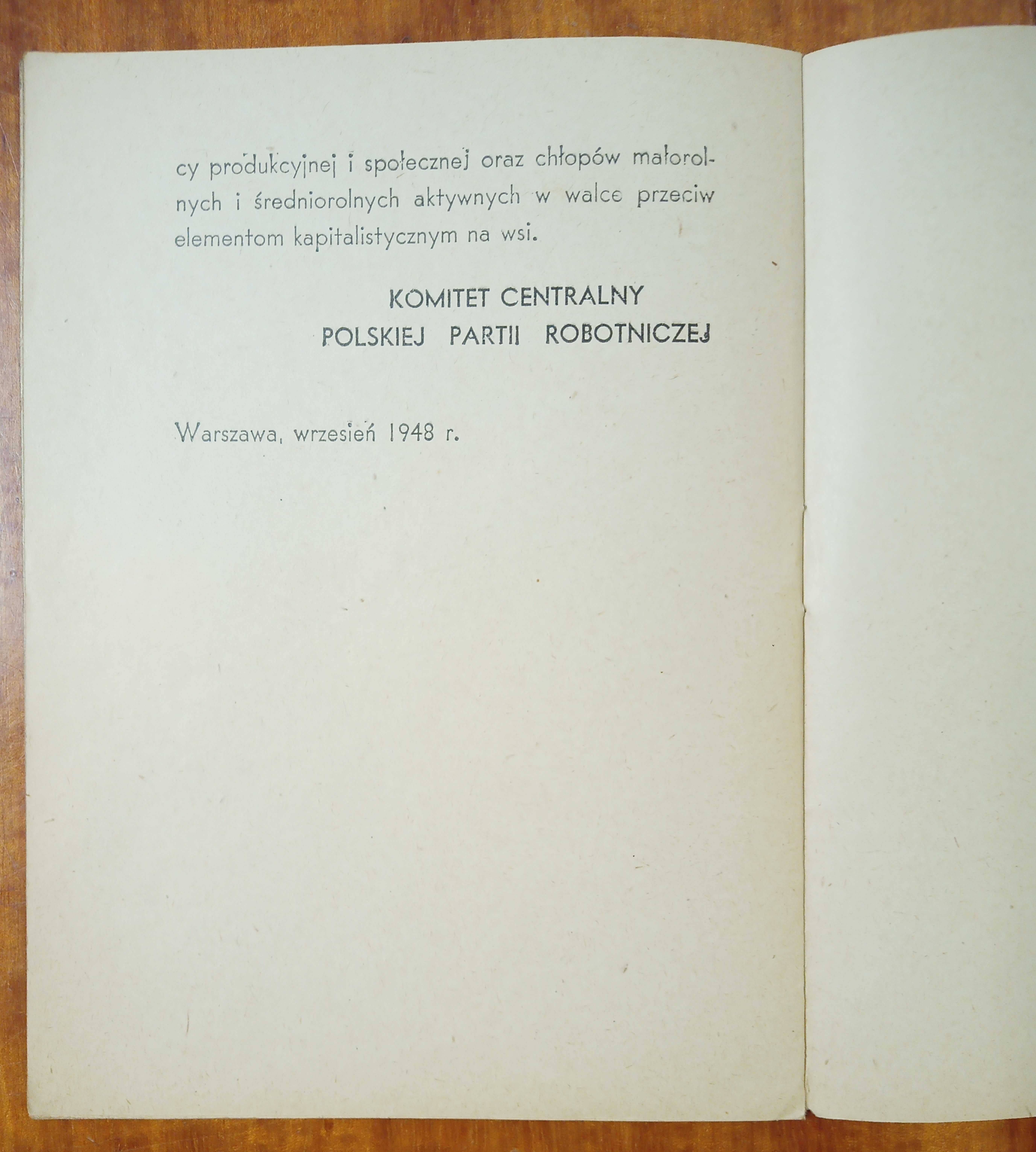 UCHWAŁA KC PPR - dokument partyjny PRL - POUFNE, Warszawa 1948, komuna