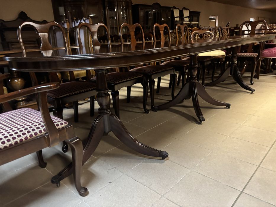 Stylowy Angielski Zestaw Stół 353 cm + 12 Krzeseł Meble Stylowe Sklep