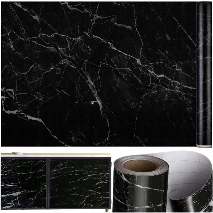 Samoprzylepna Folia Okleina Meblowa Czarny Marmur