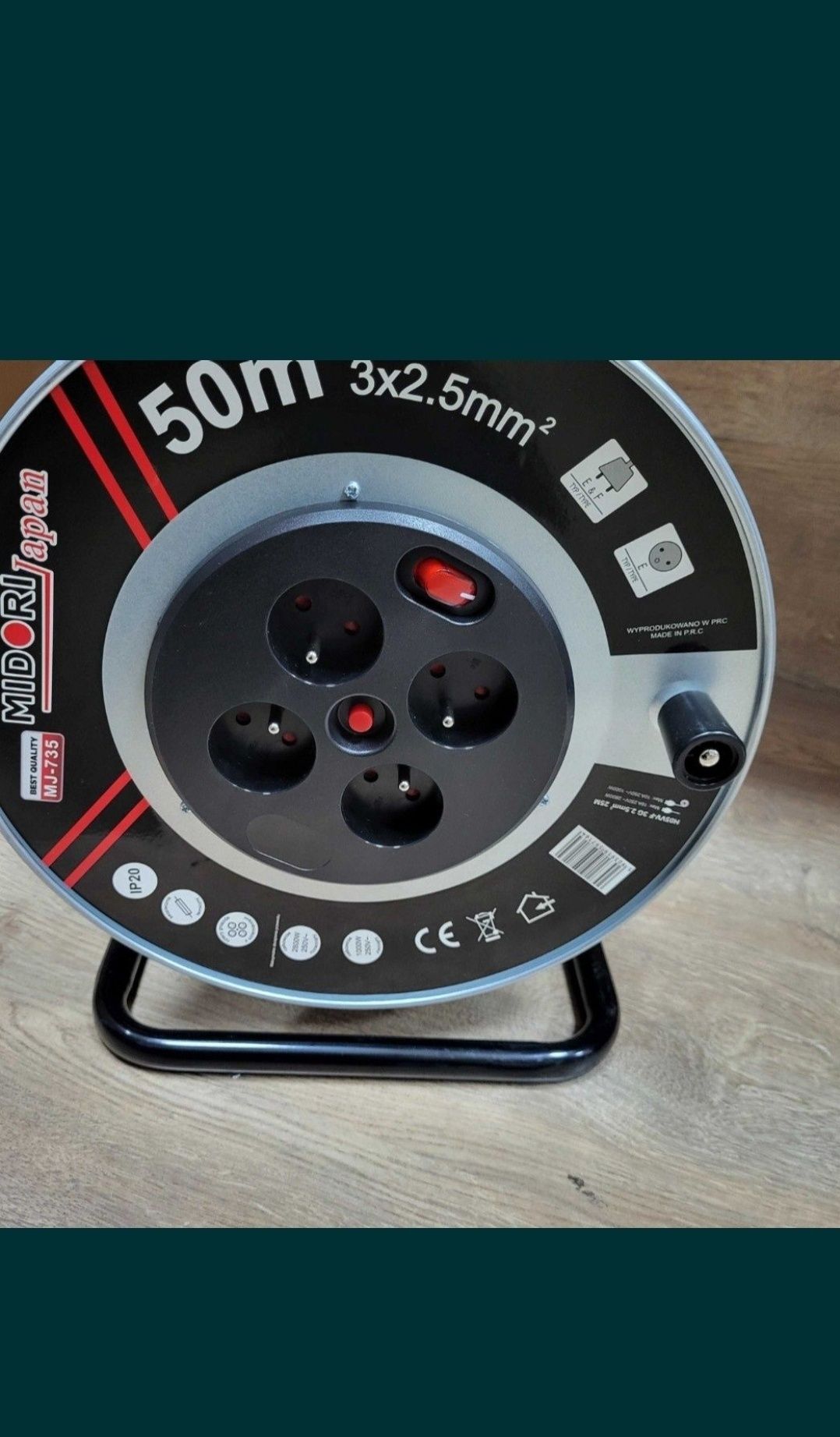 Przedłużacz na bębnie 50m 3x2.5mm metalowy bęben Niemiecki  Boxer