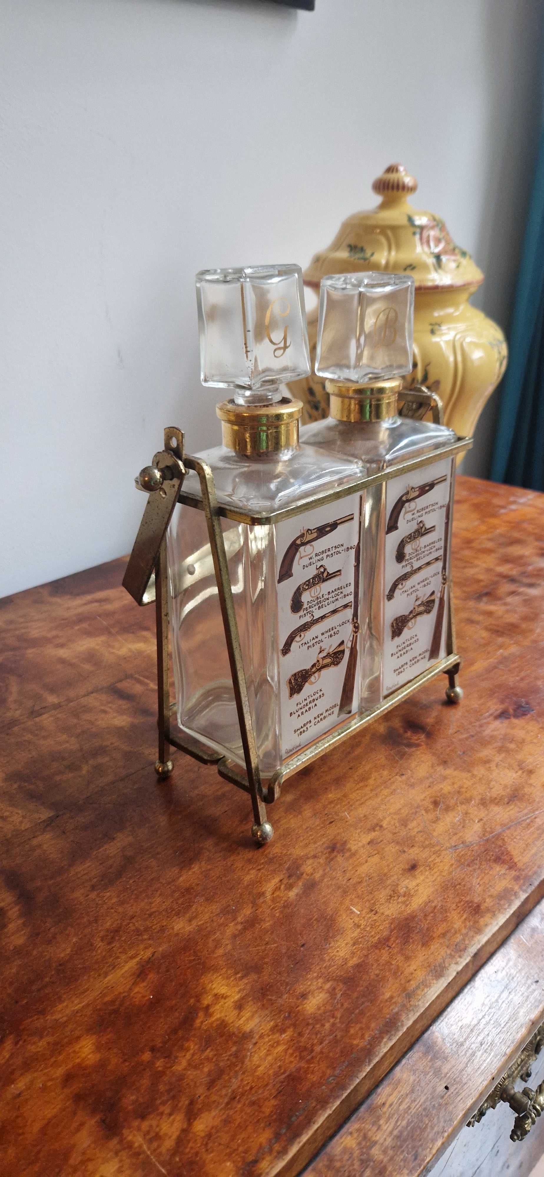 Dekanter karafka dekor Francja I pol. XXw. Stojak brandy whisky antyk