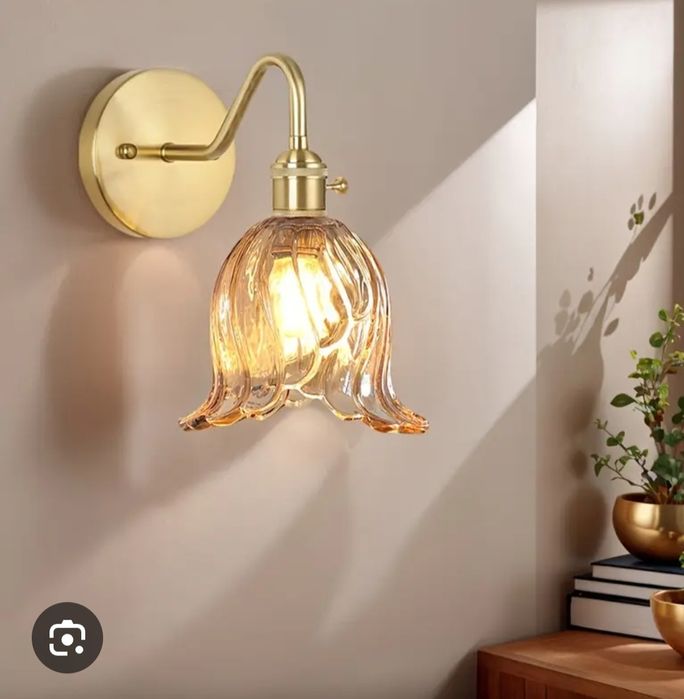 Nowy Kinkiet retro vintage złoty bursztynowy