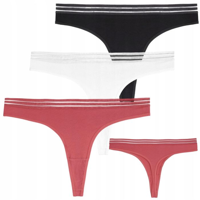 Moraj Majtki Stringi Damskie Bawełniane Z Siateczkową Gumką 3-Pak - S