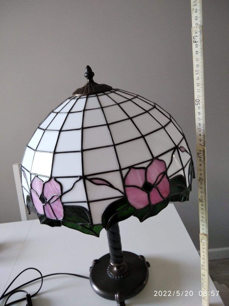 Lampa stołowa/nocna witrażowa mosiężna szklana