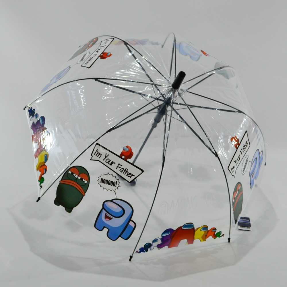Детский зонт трость Among Us Амонг Ас полуавтомат прозрачный зонт