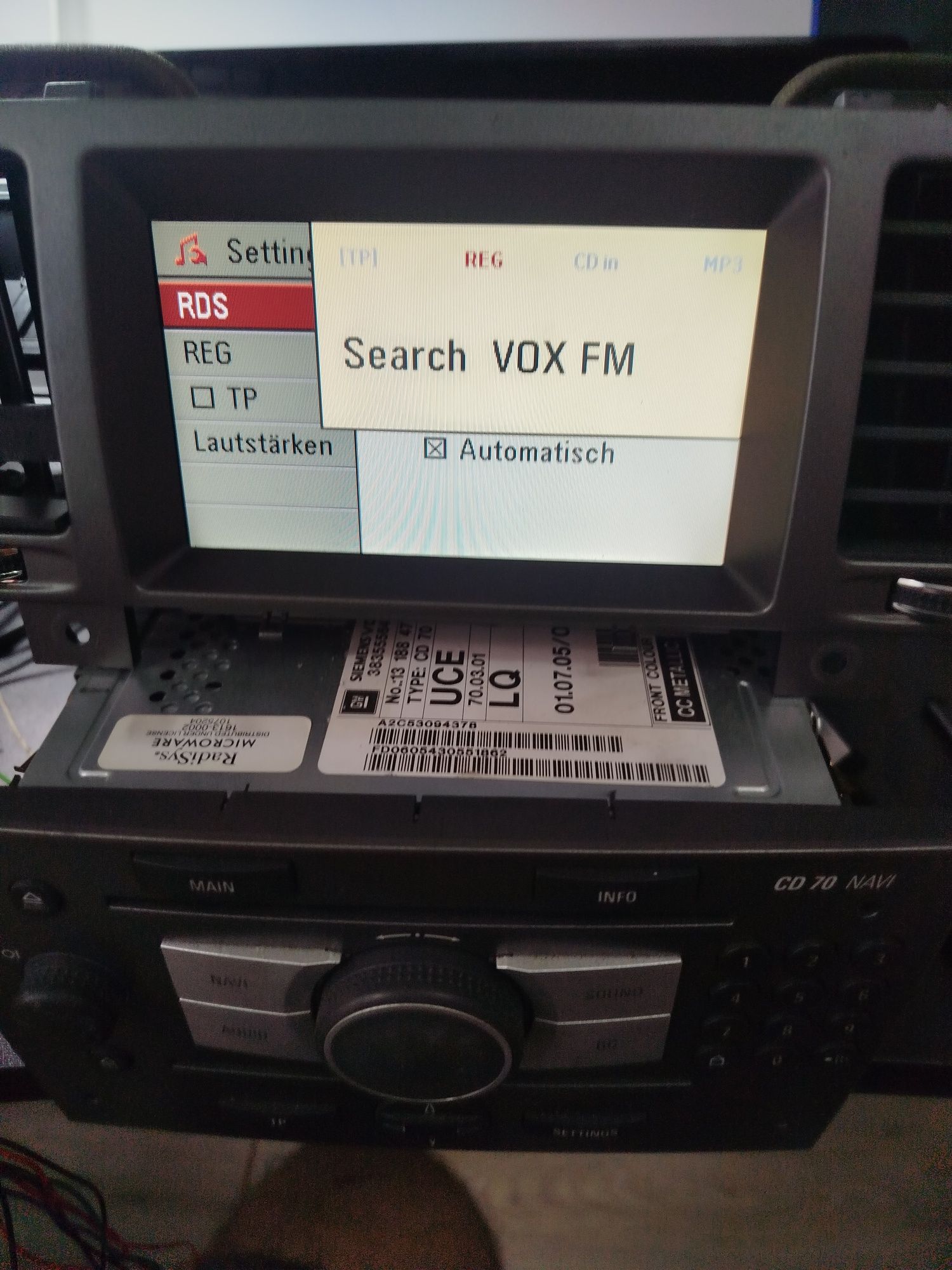 Wyświetlacze radio navi Vectra c signum sprawne  wylogowane