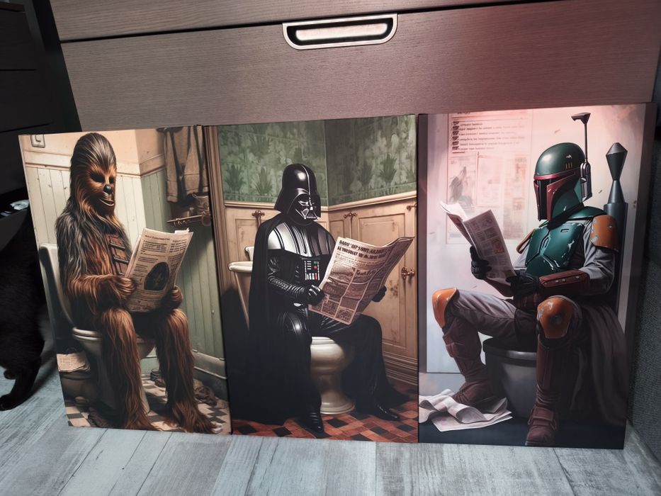 Zabawne plakaty star wars na płótnie z ramą 48,5 x 29,5