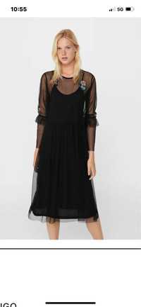 Piekna czarna tiulowa sukienka Mango r.L