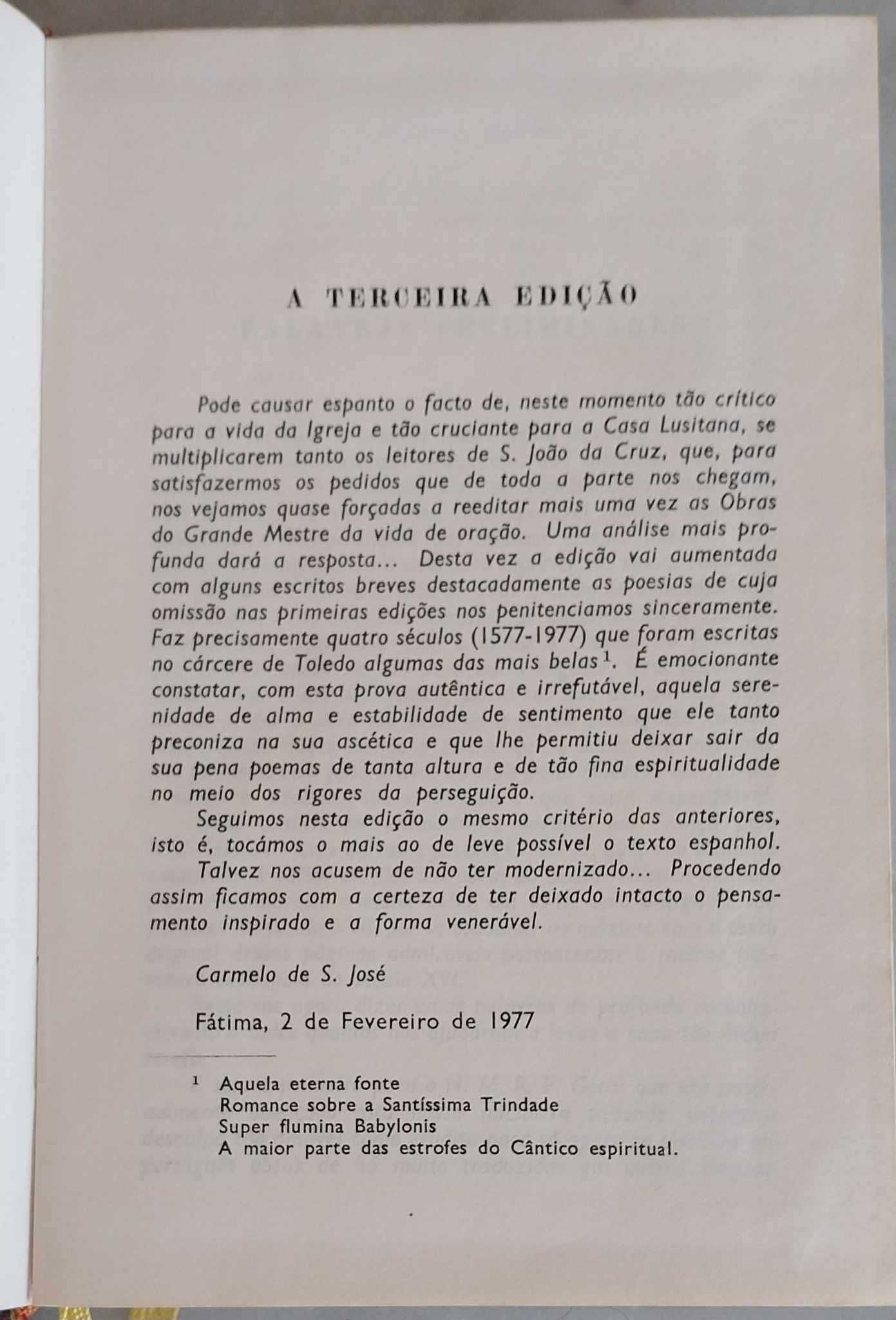 Raro Livro Antigo - Obras Completas DR Místico São João Da Cruz [1977]