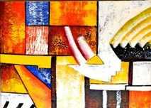 Quadro - pintura com relevos, sobre tela