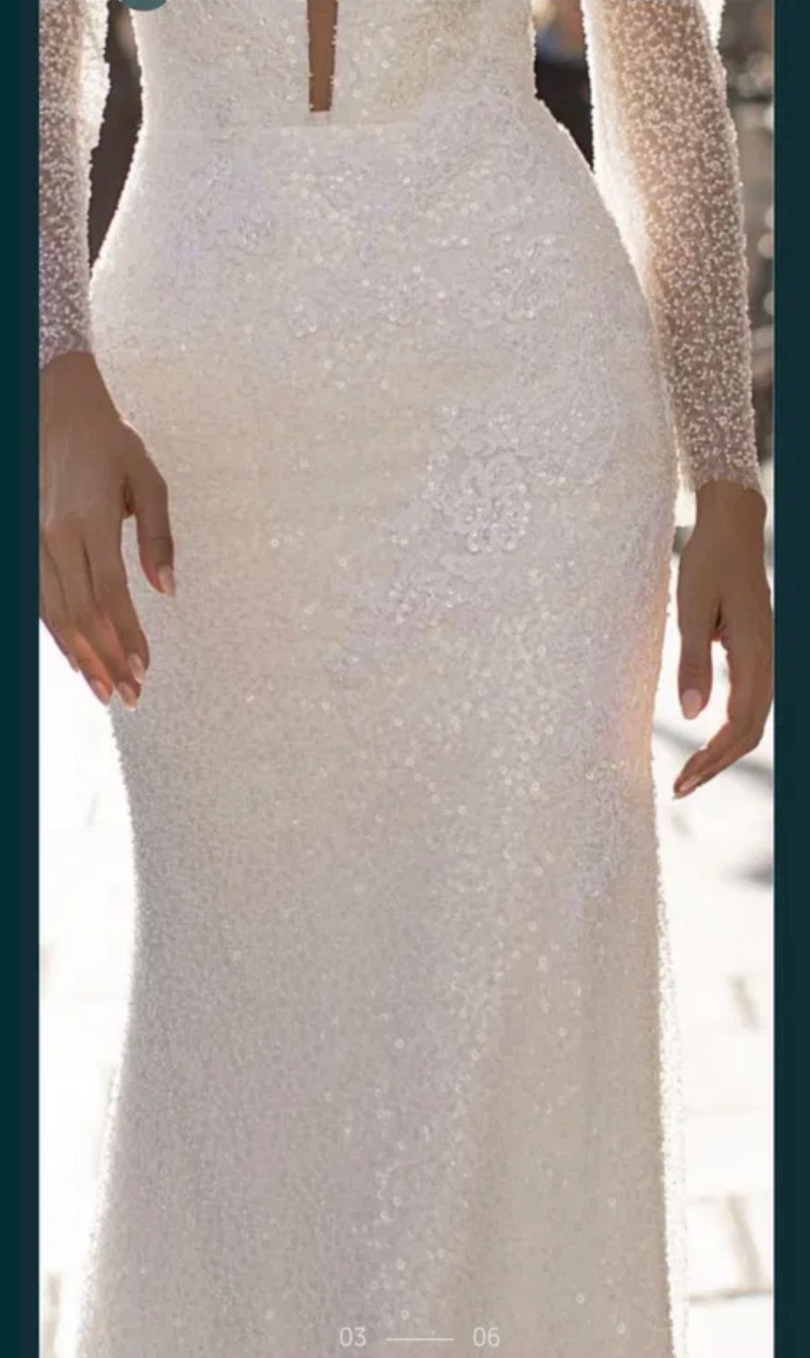 Весільна сукня русалка з шлейфом XS, обшита бісером Milla Nova (б/в)