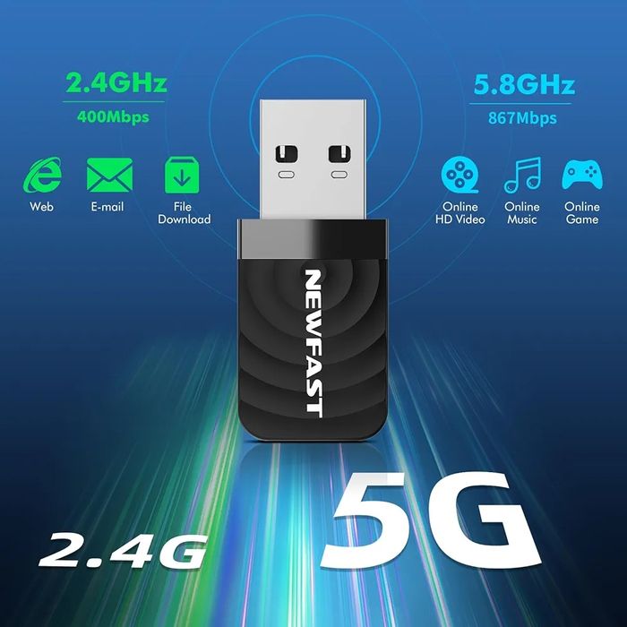 Newfast karta WiFi 1300Mbps