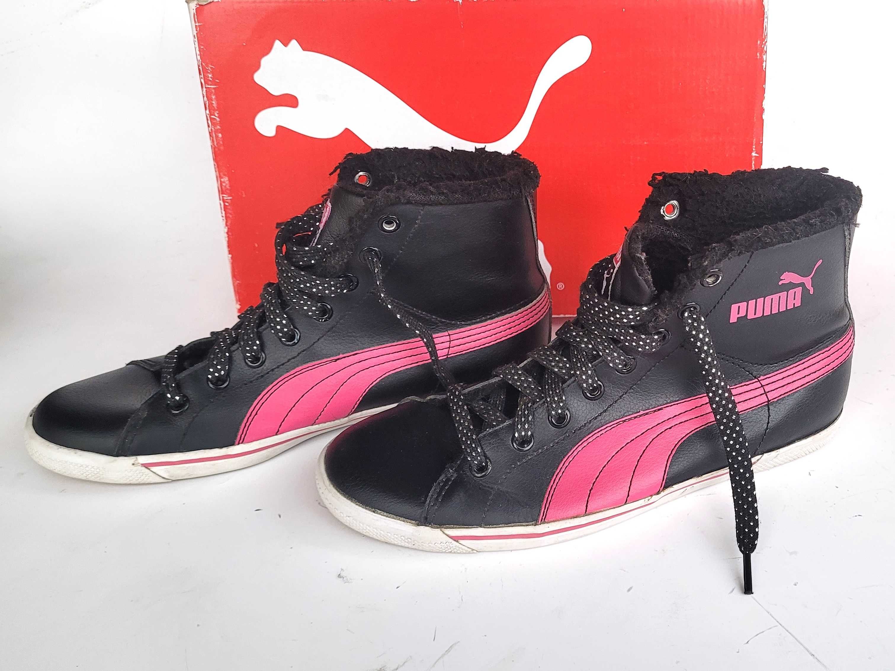 Buty trzewiki sportowe dziewczęce PUMA czarno - różowe rozmiar 37,5