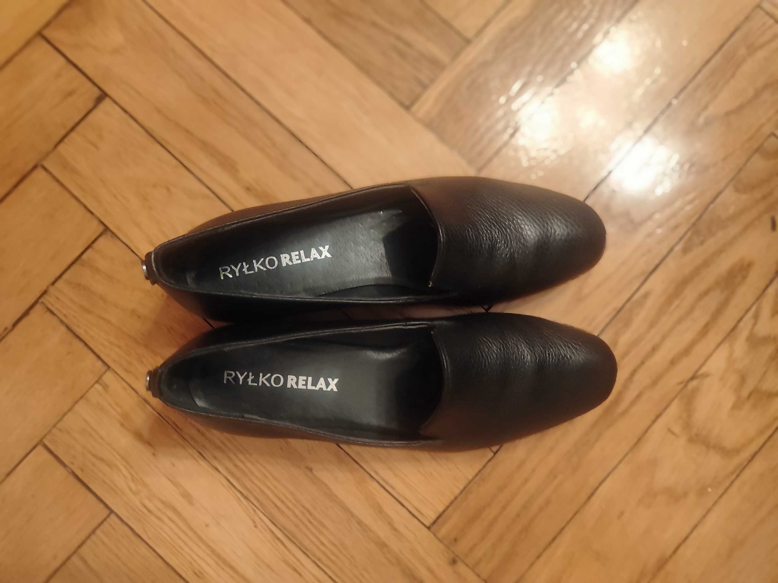 Lordsy Ryłko Relax 38 39 mokasyny półbuty skóra  naturalna czarne buty