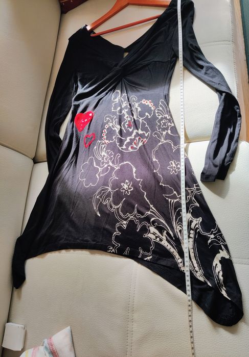 Túnica, manga comprida, preta, Desigual, S