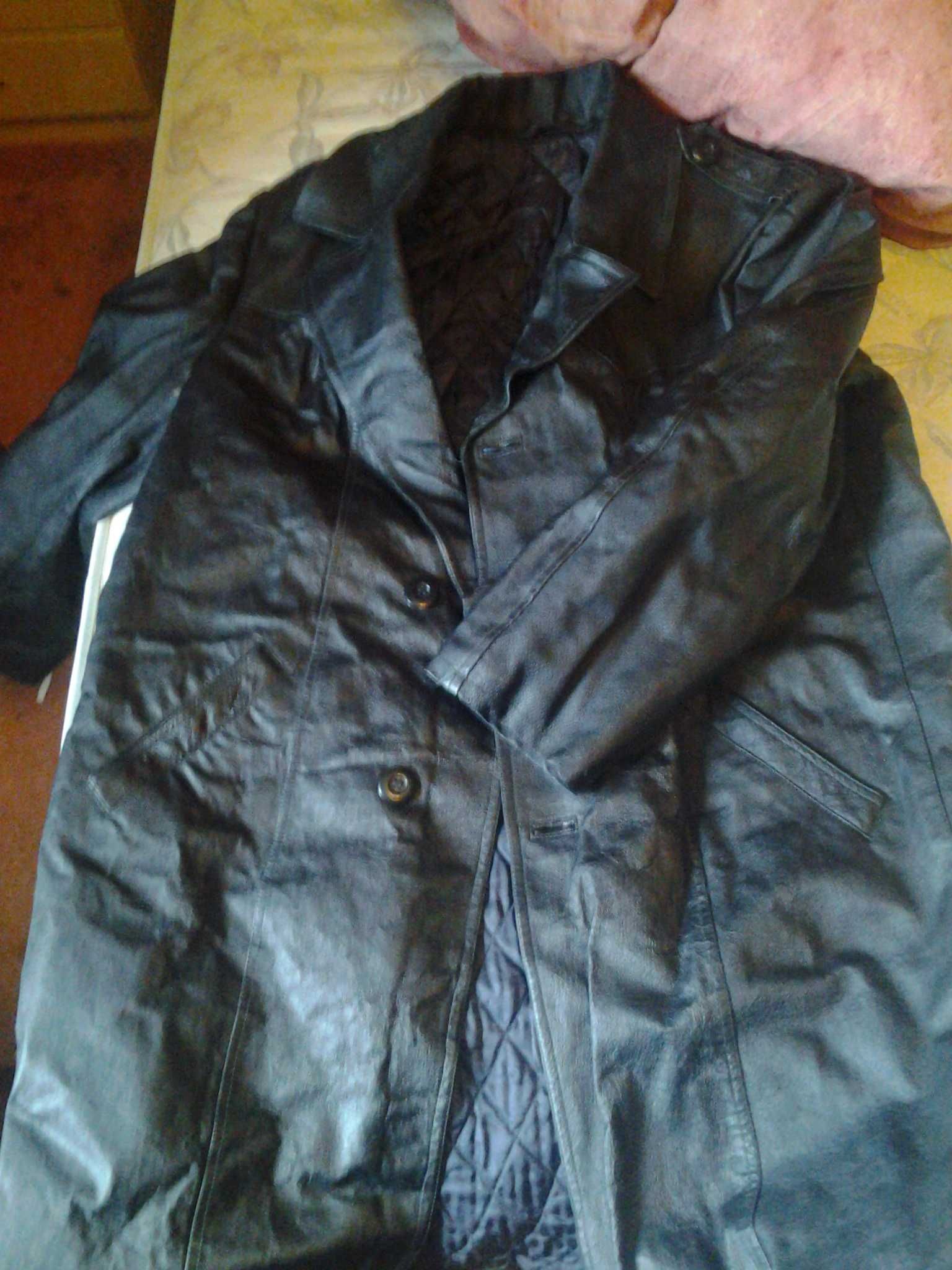Кожаная куртка плащ пиджак, мужская, XL-XXL, БУ