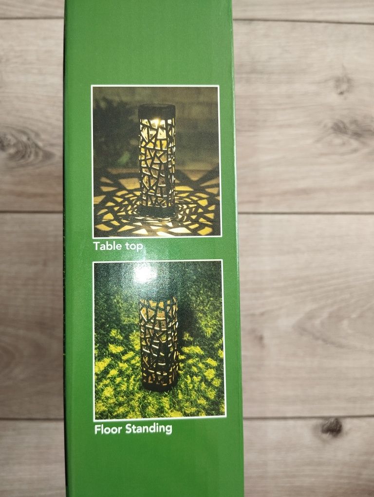 4 x lampki solarne LED czarne ażurowe wbijane słupki ogrodowe
