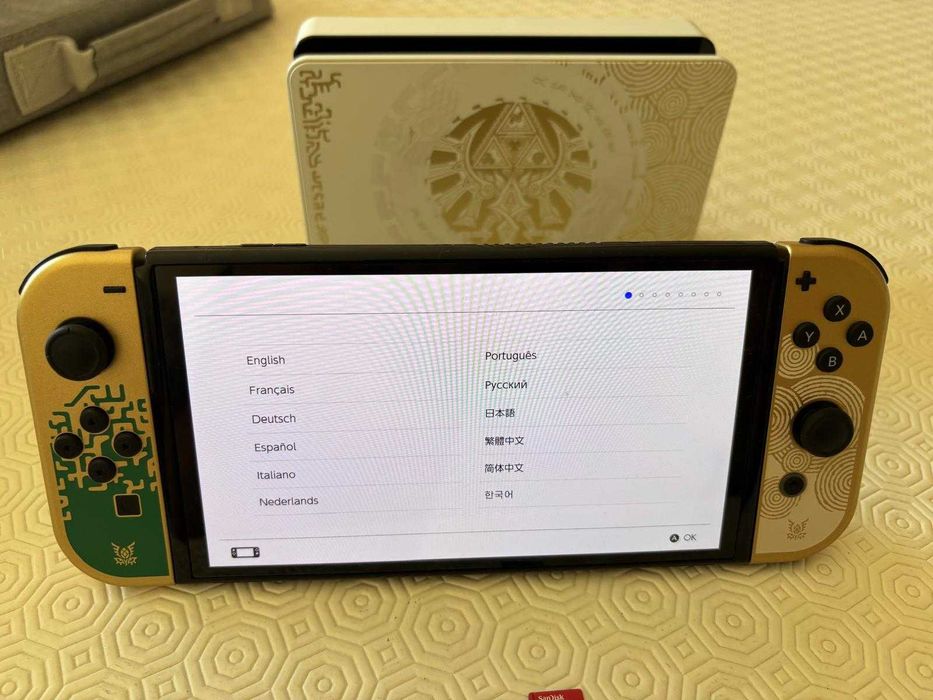 Nintendo OLED The Legend of Zelda em caixa + SD + mala de transporte